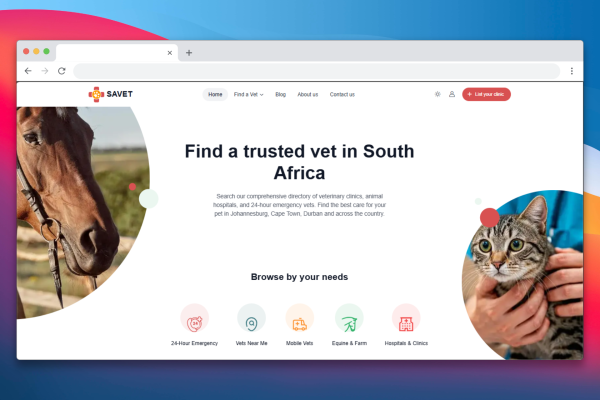 SAVET is a new South African platform helping pet owners find verified vets quickly with location search and trusted listings.