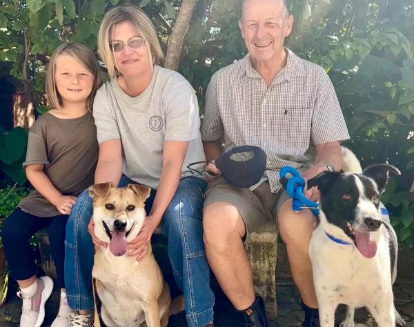 Sadie lost her leg and was abandoned in Cape Town. Today, she runs free on a farm in Stillbaai after being adopted.