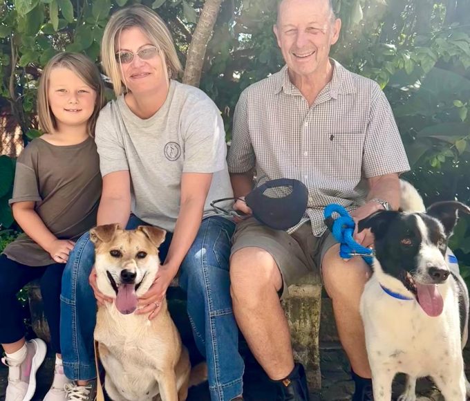 Sadie lost her leg and was abandoned in Cape Town. Today, she runs free on a farm in Stillbaai after being adopted.